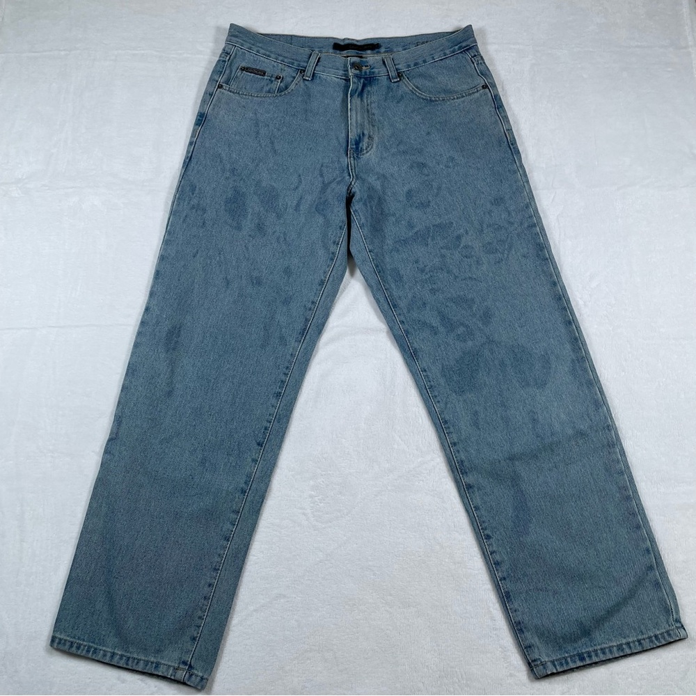 Early 2000s Vintage Calvin Klein Mens 34x30 Easy Fit Jeans Light Wash Denim